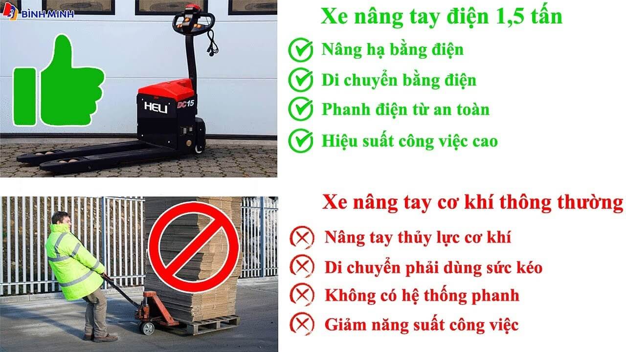 Sự khác nhau giữa xe nâng tay điện và cơ khí